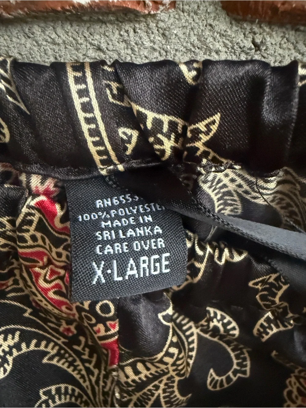 Silky Patterned Wide Leg Elastic Waste Pants